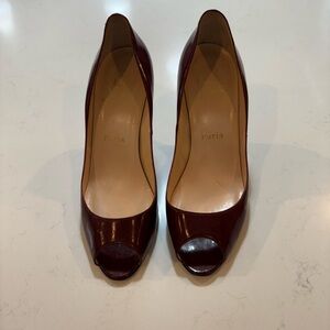 Christian Louboutin Burgundy Peep-Toe Heels